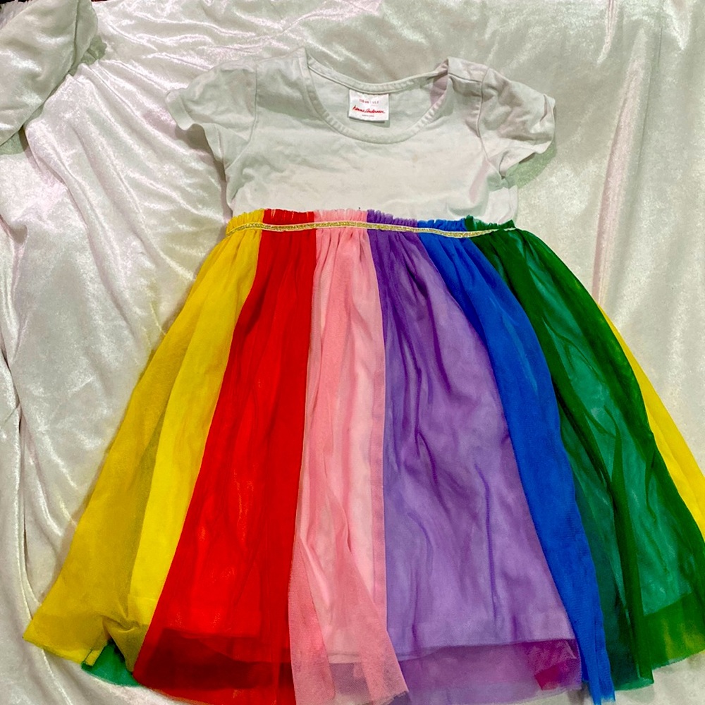 Super cute rainbow mesh dress girls size 5